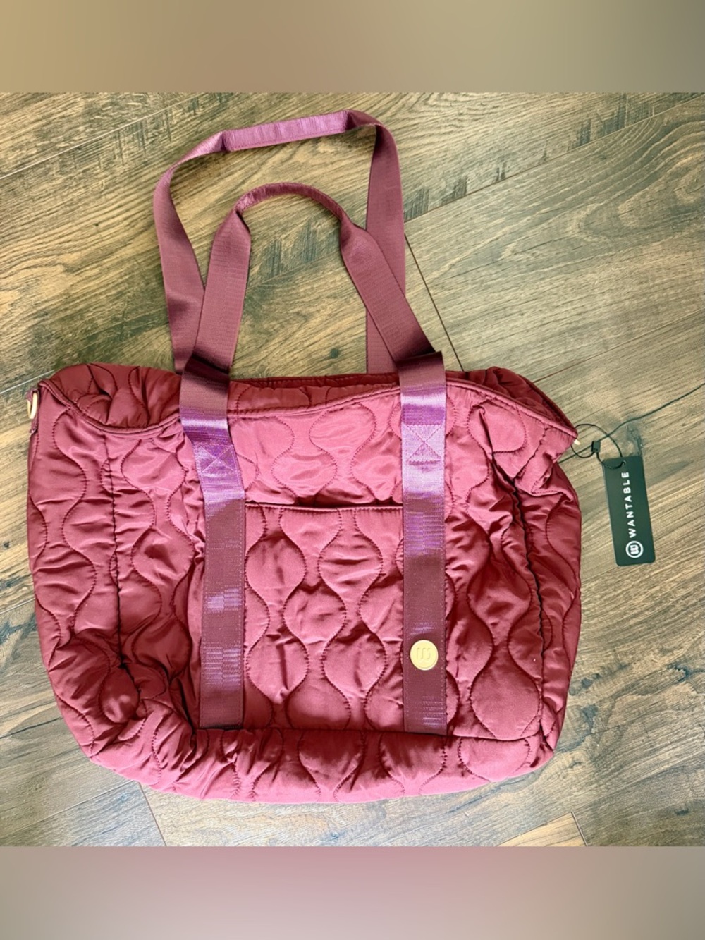Wantable Quilted Tote Bag - Burgundy NEW